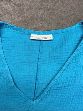 💙 Bryn Walker Turquoise Blue Oversized Waffle Knit Top